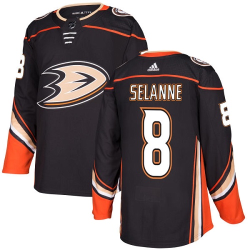 Adidas Ducks #8 Teemu Selanne Black Home Authentic Youth Stitched NHL Jersey - Click Image to Close